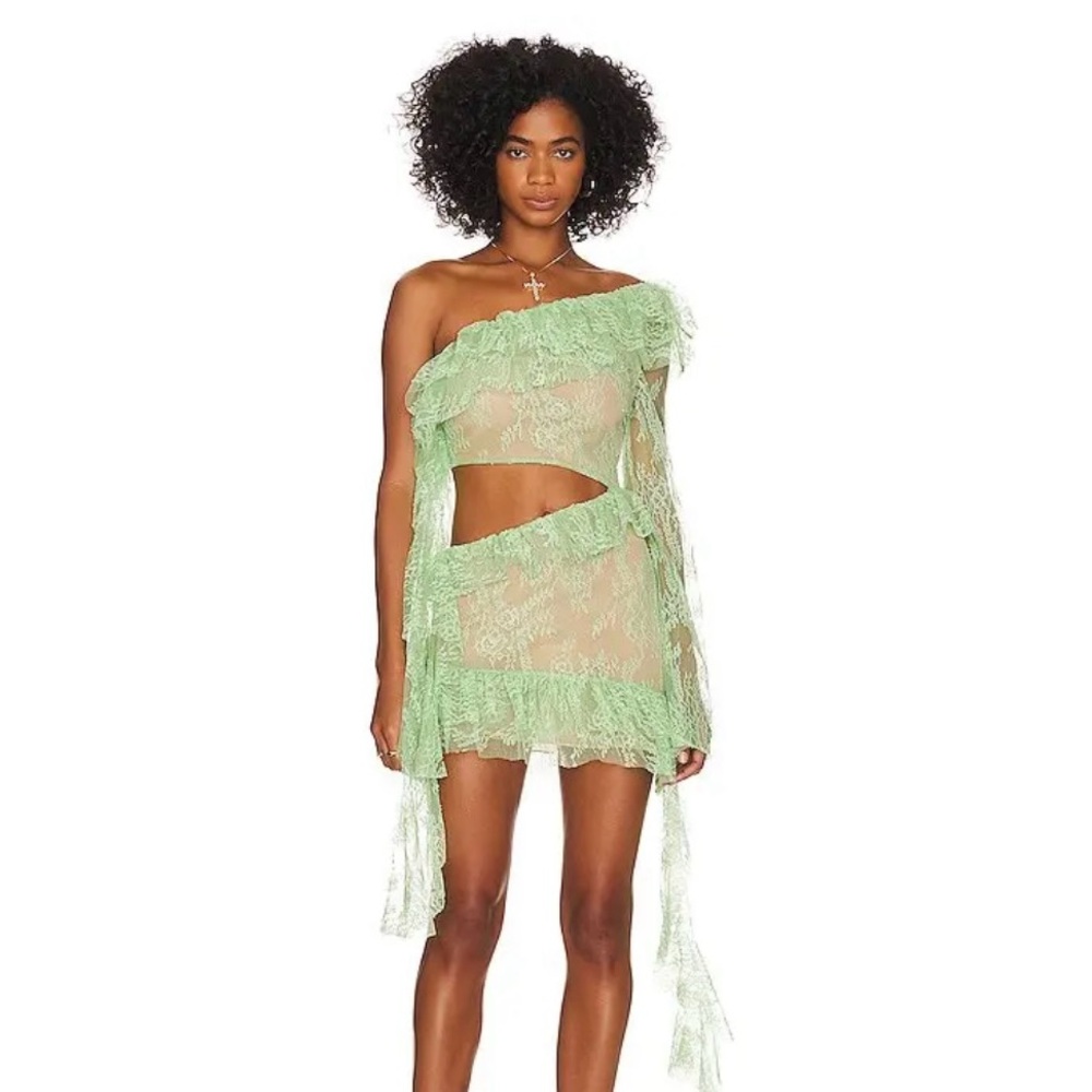 NWOT LOBA Ramona Mini Dress in Pale Green from Revolve